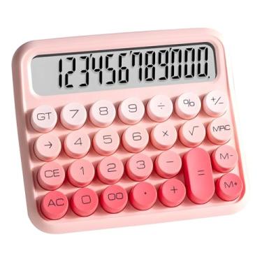 Imagem de Calculadora rosa com visor LCD grande de 12 dígitos com botões grandes, uso escolar e doméstico, a melhor escolha para presentes