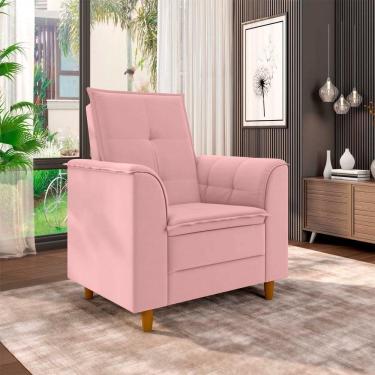Imagem de Poltrona Para Sala Confortável Decorativa Isa Veludo Rosa