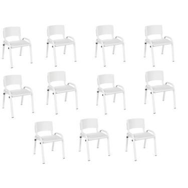 Imagem de Kit 11 Cadeira Iso Infantil Creche, Escola Base Branco Branco - LAURAL