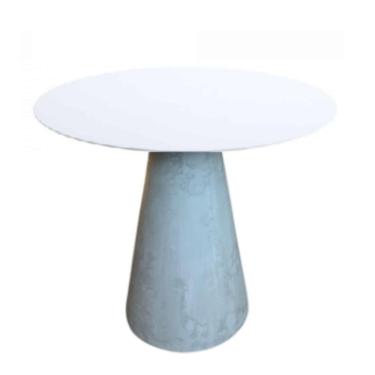 Imagem de Mesa Lateral Cone Cimento Rústico Tampo Laqueado 51 Cm Cor Branco