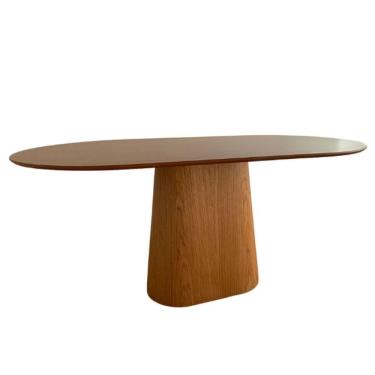 Imagem de Mesa De Jantar Cone Retangular Arredondada 120x80cm Madeira Freijó