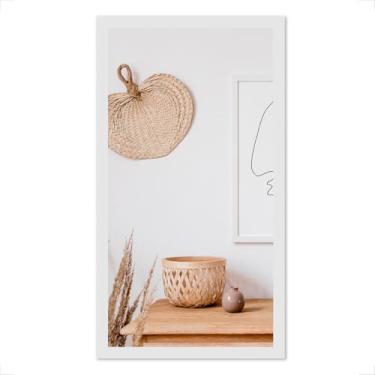 Imagem de Espelho com Moldura Caixa Branca 32x59 cm - Espelho Decorativo - Madeira de Reflorestamento