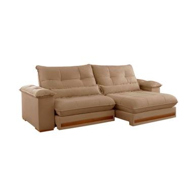 Imagem de Sofá 3 Lugares Retrátil e Reclinável Qatar Linho Bege 220 cm