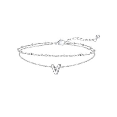 Imagem de FaithHeart Tornozeleira feminina com inicial inicial banhada a ouro 14 k, impermeável, de aço inoxidável, não mancha, joia para pés de praia para o verão, Length 8.5 Inches, Aço inoxidável, Sem Pedra