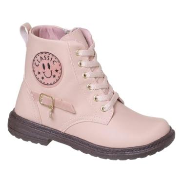 Imagem de Coturno Feminino Infantil Bota Cano Curto Infantil Menina Preto e Rosa-claro (Rosa-claro, BR, Criança de 9 a 12 anos, Numérico, 29)