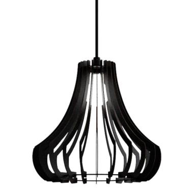 Imagem de Luminária Teto Tipo Pendente Gancho Mdf Completa - Preta