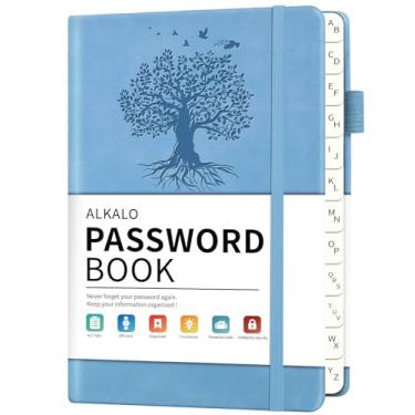 Imagem de Livro de senhas com abas alfabéticas, pequeno bolso para guardar senhas, 160 páginas/caderno de capa dura 100GSM, organizador de senhas para login de endereço de site na Internet