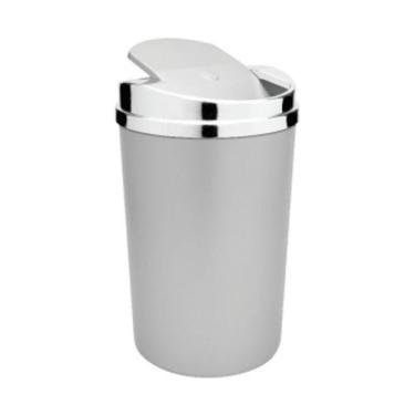 Imagem de Lixeira Basculante 8 Litros Cinza Cromada de Banheiro Cozinha - AMZ
