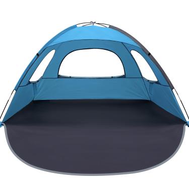 Imagem de WhiteFang Barraca de praia anti-UV portátil para 3 pessoas, piso extensível com 3 janelas de malha ventilada e bolsa de transporte, estacas e linhas de homem (Indigo Bunting)