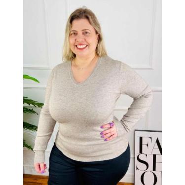 Imagem de Sueter Plus Size - Decote V ou O - Várias Cores 658048 - ORIGINAL JEAN