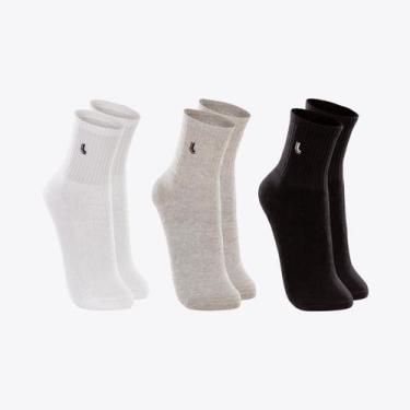 Imagem de Kit 3 Pares de Meias Soquetes Lupo Cano Médio 03245-089, Branco, Cinza