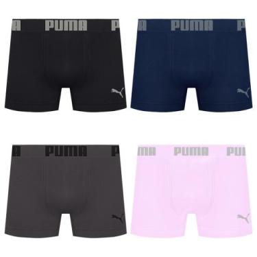 Imagem de Kit 4 Cuecas Puma Boxer Sem Costura Masculina, Marinho, Rosa, M