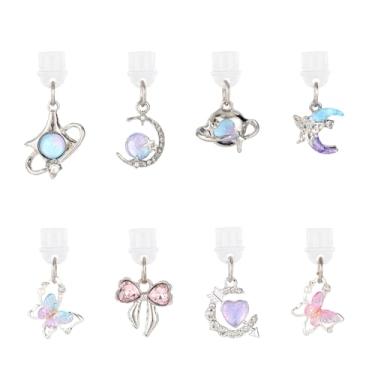 Imagem de 8 Pendente Antipoeira Y2K para Porta de Carregamento Kindle Tipo C/USB C, Estético Pendente Antipoeira Tampas Protetoras da Porta Carregamento para Leitores Eletrónicos e Amantes Livros