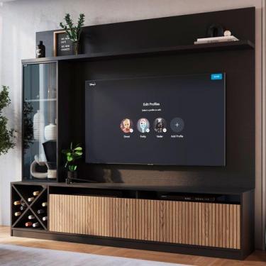 Imagem de Estante para TV Até 60 Polegadas Capri 3 Portas Preto/Brise - Quiditá 