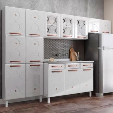 Imagem de Cozinha de Aço Completa Mirage New 14 Portas 2 Gavetas com Vidro Branc