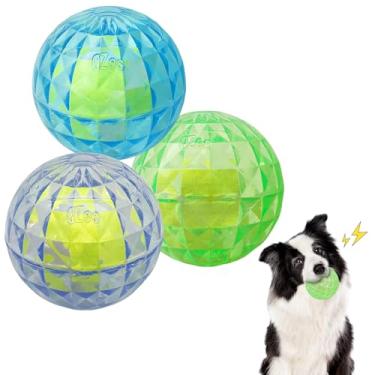 Imagem de Jatmira 3 peças de brinquedo de bola de cachorro para raças pequenas e médias com barulho, brinquedos interativos para mastigar e buscar brinquedos barulhentos, pacote com 3