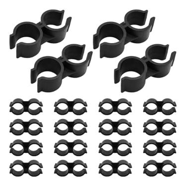 Imagem de bociloy 20 braçadeiras de tubo de porta dupla, clipes de linha dupla de plástico resistente de 25 mm/1 polegada para conexão de poste de prateleira, fixadores de rack de armazenamento de armazém