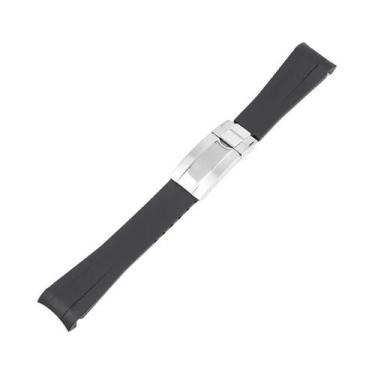 Imagem de Pulseira De Relógio Curvada Unissex De Borracha 20mm Com Fecho De Aço 