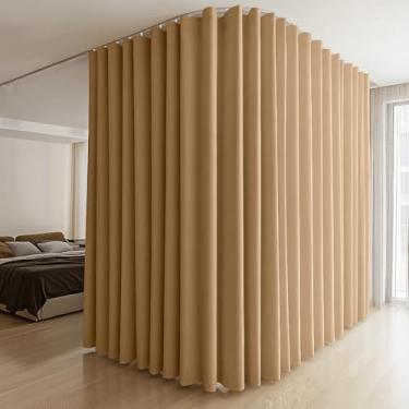 Imagem de MaKefeile Conjunto de cortinas divisórias de quarto e trilhos flexíveis dobráveis, divisórias de privacidade cortina de teto cortinas blackout para sala de estar quarto (W150 × A84 em 1 painel