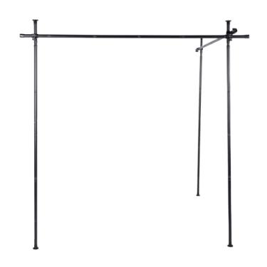 Imagem de Luqeeg Varão de Cortina para Divisória de Ambientes, Sem Furação Divisória de Parede, Aço Carbono Ajustável Separador de Ambientes Barra de Tensão do Chão ao Teto para Dormitórios (Preto fosco)