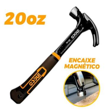 Imagem de Martelo Unha Magnético HCH81020L Ingco 20oz 560g Cabo De Fibra Cabeça 