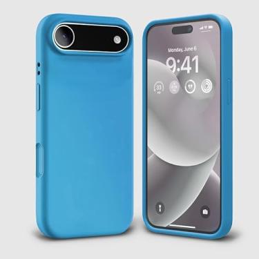 Imagem de ENTRONIX Capa de telefone compatível com iPhone 17 Air — Capa protetora de silicone líquido de toque suave, azul-piscina