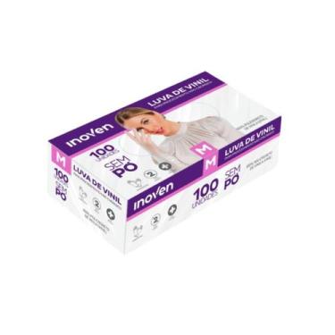 Imagem de Luva Viníl sem Pó CA 46220 M com 100 unidades Inoven