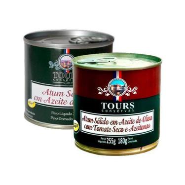 Imagem de Kit 2 Atum Sólido Em Azeite Tours 255G: Puro, Tomate Seco