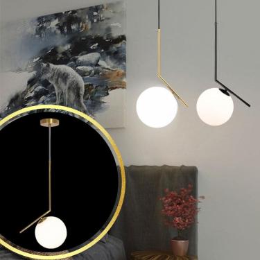 Imagem de Luminária Pendente Jabuticaba 45Cm Angular Globo Vidro 15Cm