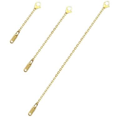 Imagem de 3 extensores de colar para mulheres, extensores de corrente banhados a ouro 18 k de 5 cm, 10 cm, 15 cm, 18 k, extensores de corrente para colares de ouro, pulseira e tornozeleira para fabricação de