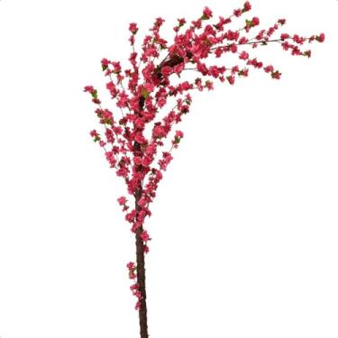 Imagem de Cerejeira Curvada Artificial 180cm Flores Sem Vaso Decoração Flores Artificiais Decorativas Material Simulado Ideal Sala Casamento Salão Beleza(Pink)