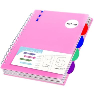 Imagem de FLYING EAGLE Cadernos espirais de capa dura de 17,78 cm x 25,4 cm, caderno com 5 assuntos, pautado com divisórias, caderno de diário espiral forrado com 204 páginas para escrita de trabalho, rosa B5