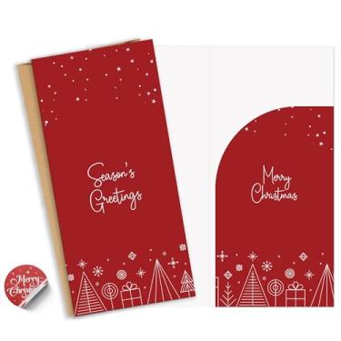 Imagem de Paper Play Conjunto de cartões de dinheiro de Natal com envelopes para felicitações da estação – 20 cartões 8,2 x 16,7 polegadas, 20 envelopes kraft, 24 adesivos | Porta-dinheiro para dinheiro, cartões de presente | Sem manchas, em branco por dentro