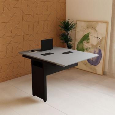 Imagem de Mesa Escrivaninha 90cm Auxiliar Plataforma de Acoplar com Caixa de Tomada para Escritório Corporate Cinza Sagrado / Preto