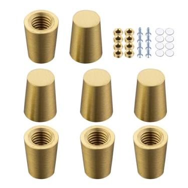 Imagem de 8 peças de pés de tábua de corte de madeira de latão, bandeja de exibição de placa com almofadas antiderrapantes de silicone, adequado para utensílios de cozinha e todos os tipos de móveis (8, cone)