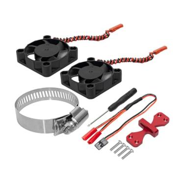 Imagem de oshhni Kit de dissipador de calor de motor RC PP com ventiladores de resfriamento duplos para veículos em escala 1/7, 1/8 e 1/10, instalação fácil e, 40x40mm