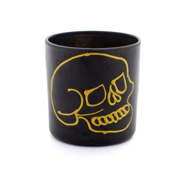 Imagem de Copo de Whisky de Vidro Crânio Negro e Dourado 300 ml