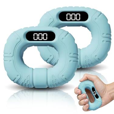 Imagem de Testador de força de aderência, fortalecedor de aperto de mão de 9 kg com visor LCD para virar página remota, exercitador de mão de silicone antiderrapante de contagem inteligente, dinamômetro de mão