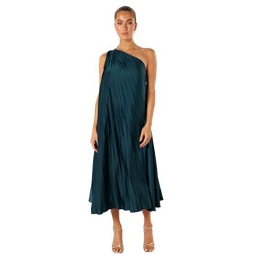 Imagem de Petal & Pup Vestido midi feminino Selena de um ombro só, Esmeralda, M