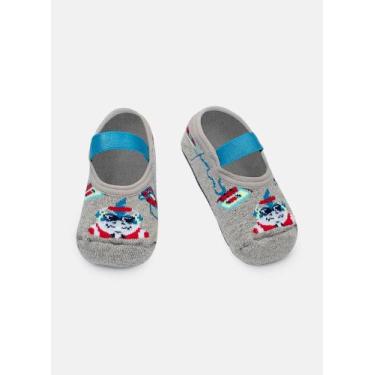 Imagem de Meia Sapatilha Bebê Menino Com Sola Emborrachada Tubarão Hip Hop - Puk