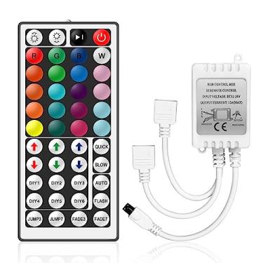 Imagem de VIPMOON 44 teclas de controlo remoto sem fio, controlo inteligente controlador sem fios Bluetooth tiras luzes LED infravermelhas com recetor para faixa de luz LED RGB 3528 5050 - saídas duplas