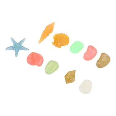 Imagem de Cryfokt Pedra Luminosa Decorativa Brilhante Conchas do Mar para Tanque de Peixes 10 Peças Aquário para Paisagismo Plástico Lavável Reutilizável