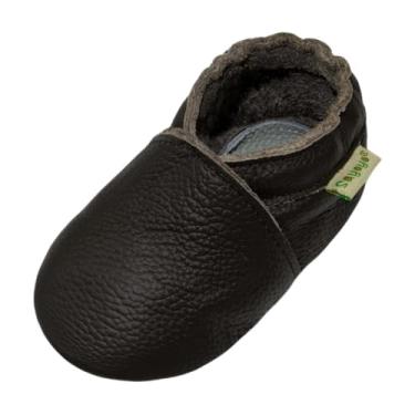 Imagem de SAYOYO Mocassins infantis com sola macia e antiderrapante, Marrom escuro, 18-24 Months Toddler