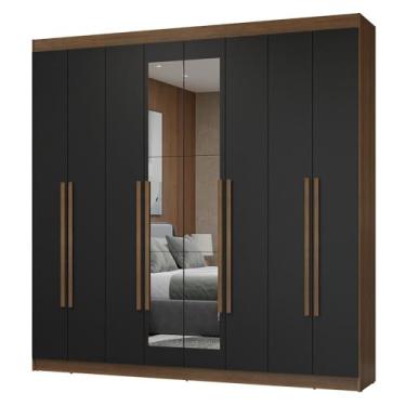 Imagem de Guarda-roupa Casal 8 Portas Batentes com Espelho Rustic/preto/rustic Netuno Madesa