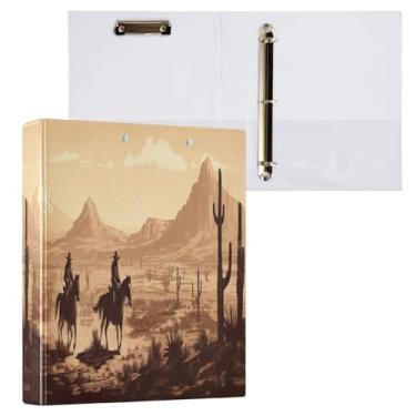 Imagem de Wassud Pasta de anel de deserto com clipe organizador de 3 anéis com fichário decorativo de bolso transparente A4 suporte de documentos para escritório, casa, 1 pacote