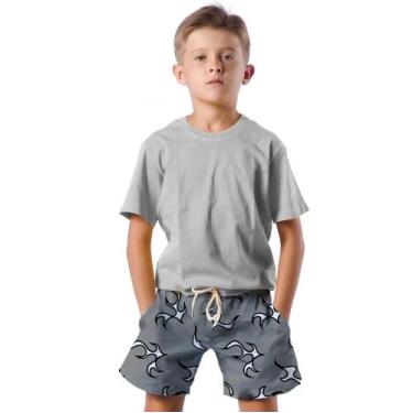 Imagem de Shorts Infantil Bermuda Calção Praia Verão Raios Cartoon Branco White 