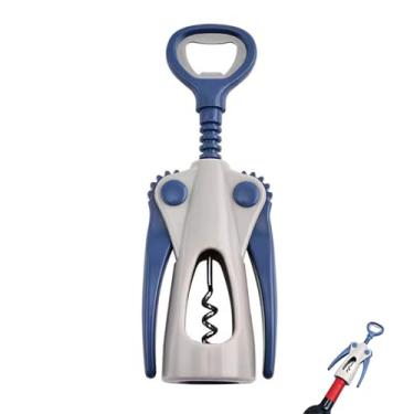 Imagem de PLAYTHROUGH Saca-rolhas de asa, abridor de garrafas multifuncional para vinho e cerveja, aderência ergonômica (azul)