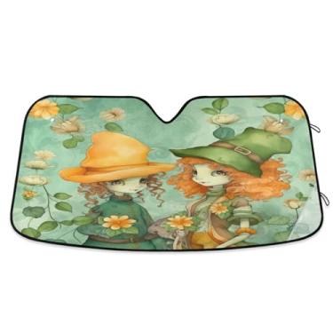 Imagem de Wassud Persianas de janela de carro Elf Girls in A Flower Field Para-brisa Acessórios de carro Protetor solar dobrável para carro Blocos de raios UV 80 cm x 144 cm