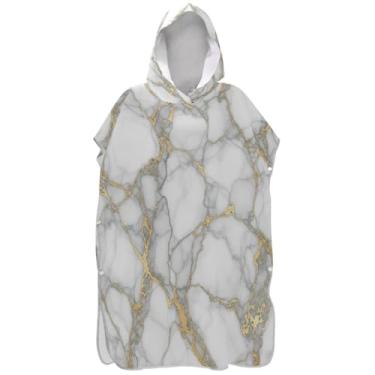 Imagem de Joisal Roupão reutilizável para troca de poncho de surfe para toalha de banho com capuz bonito estético cinza branco ponchos de praia para homens