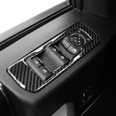 Imagem de BETTERHUMZ Adesivo de maçaneta de porta interna compatível com Ford F150 Raptor 2015-2020 de fibra de carbono para painel de interruptor de elevação de janela de carro, acessórios de moldagem interior